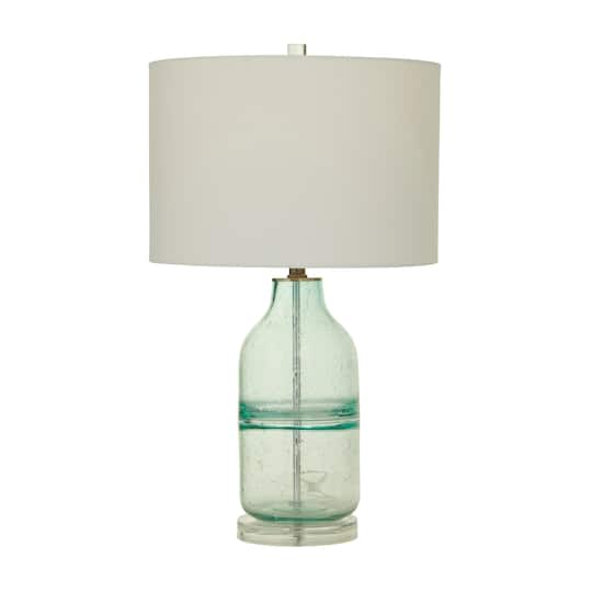 Teal Glass Table Lamp Set of 2 16", 25"